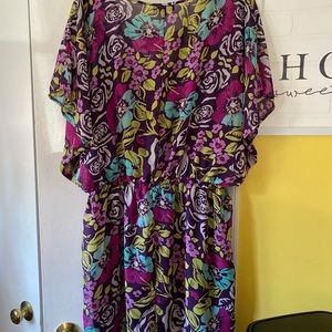 Mlle Gabrielle Floral Dress, Flowing Sleeves, Fully lined